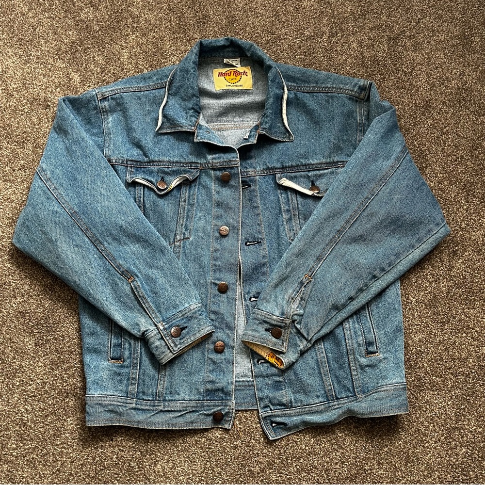 Vintage Hard Rock Cafe Amsterdam Denim Jean Jacket - Picture 2 of 12